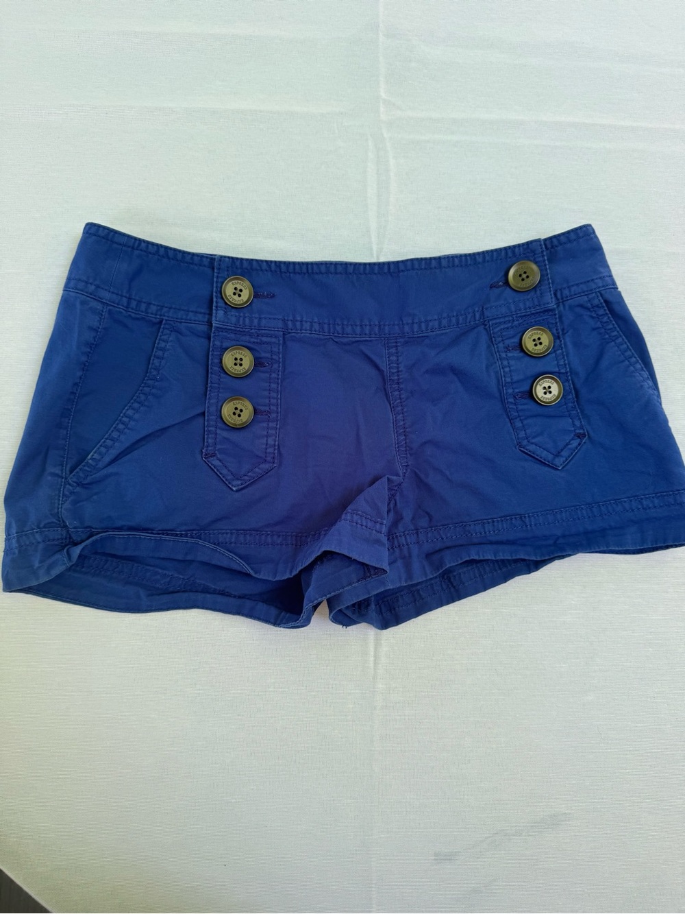 Express Navy Blue Button Accent Jean Shorts